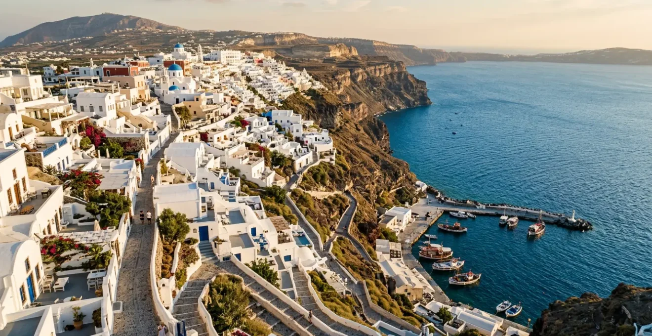 Village côtier européen authentique avec maisons colorées et ruelles pavées