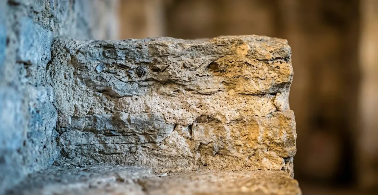 Coupe thermique d'un mur en pierre montrant la régulation naturelle de température